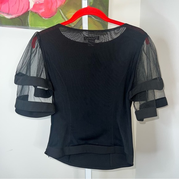 Gracia Black Mesh Bell Sleeve Blouse Size Small - Picture 6 of 10